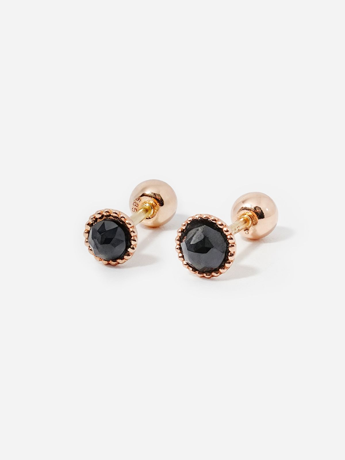 미니멀피어싱(MINIMALPIERCING) 14K 블랙 로즈컷 큐빅 꽃볼 피어싱 귀걸이