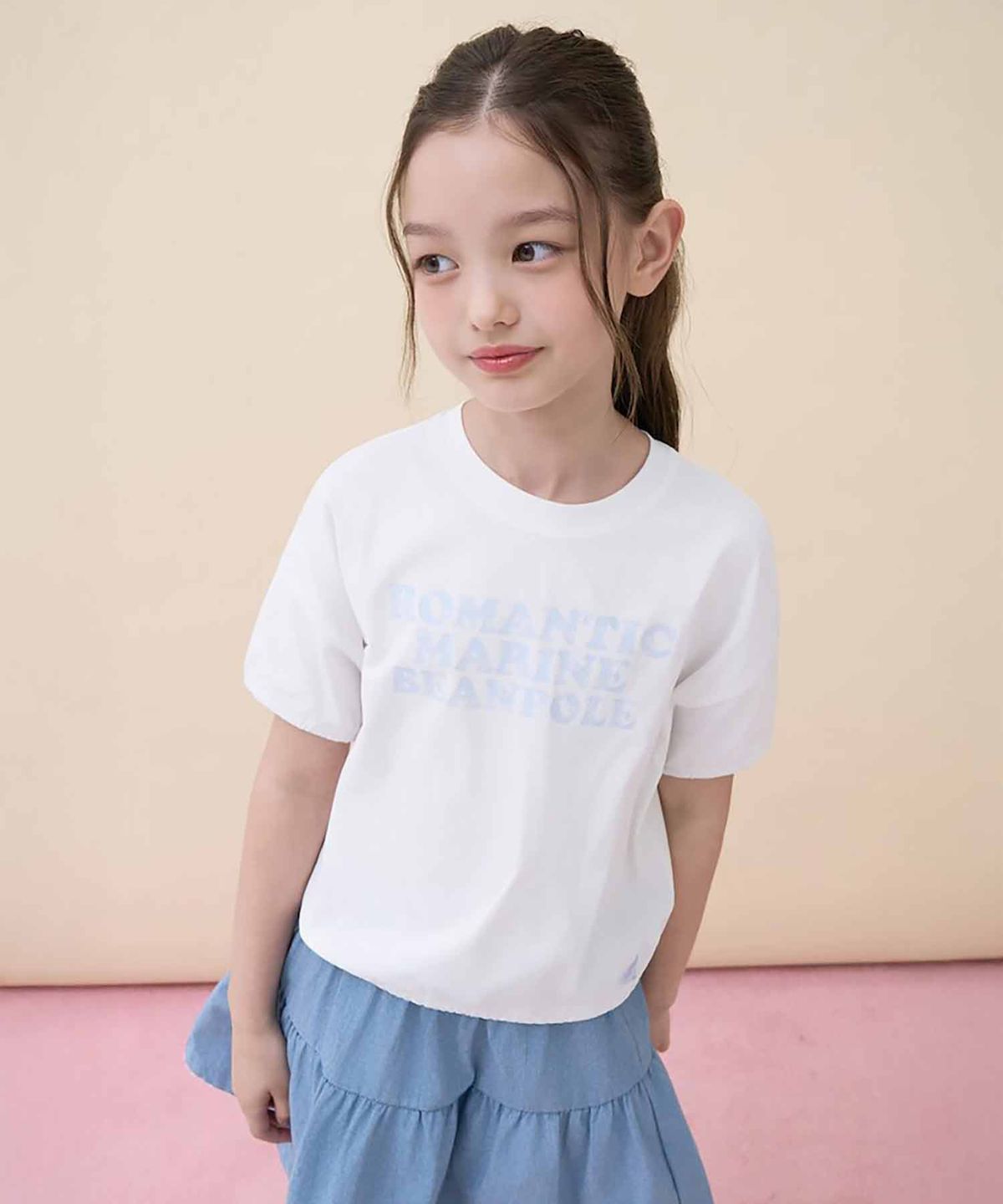 빈폴 키즈(BEANPOLE KIDS) 로고 포인트 저지 블라우스  아이보리 (BI6442G040)