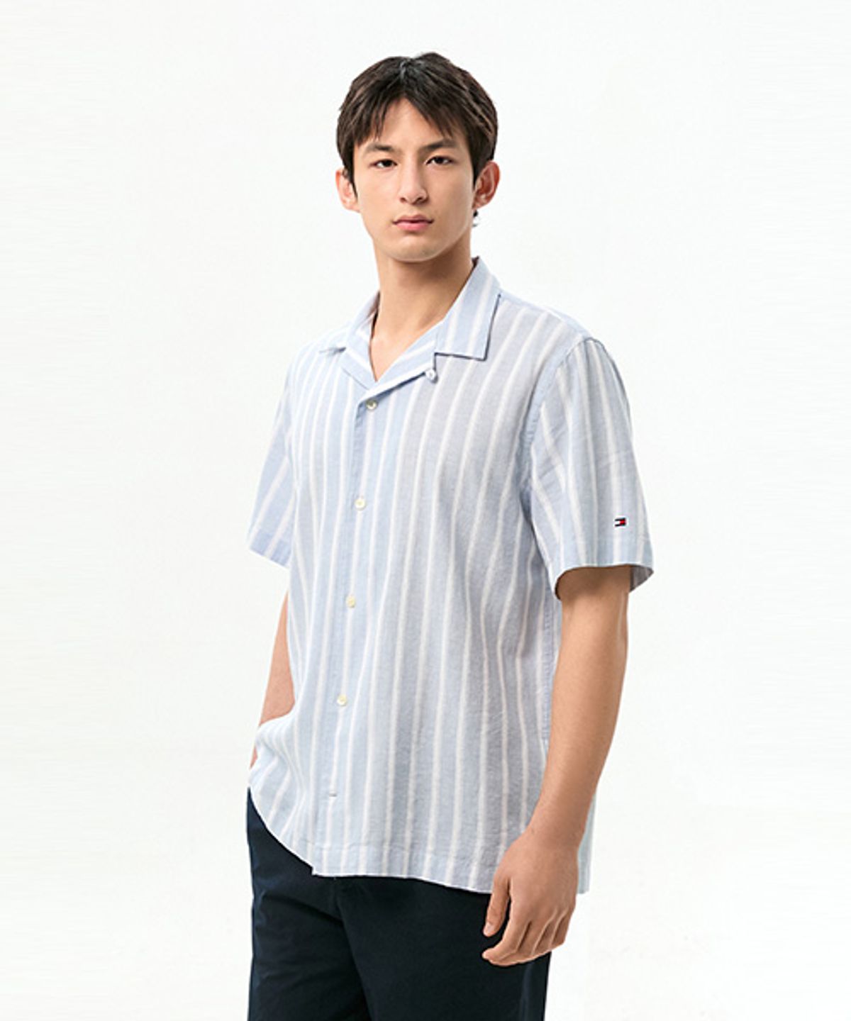 타미힐피거(TOMMY HILFIGER) [Regular fit] 린넨 블렌드 텍스처 스트라이프 셔츠 (T12G3WSH170MT10A5)