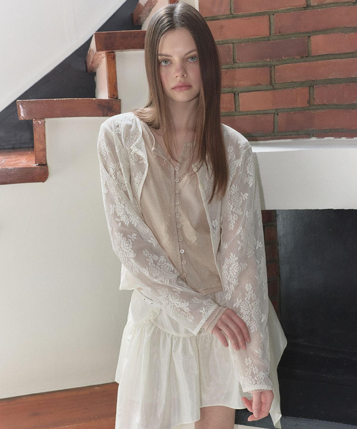 마가린핑거스(MARGARIN FINGERS) CROCHET LACE CARDIGAN (IVORY)