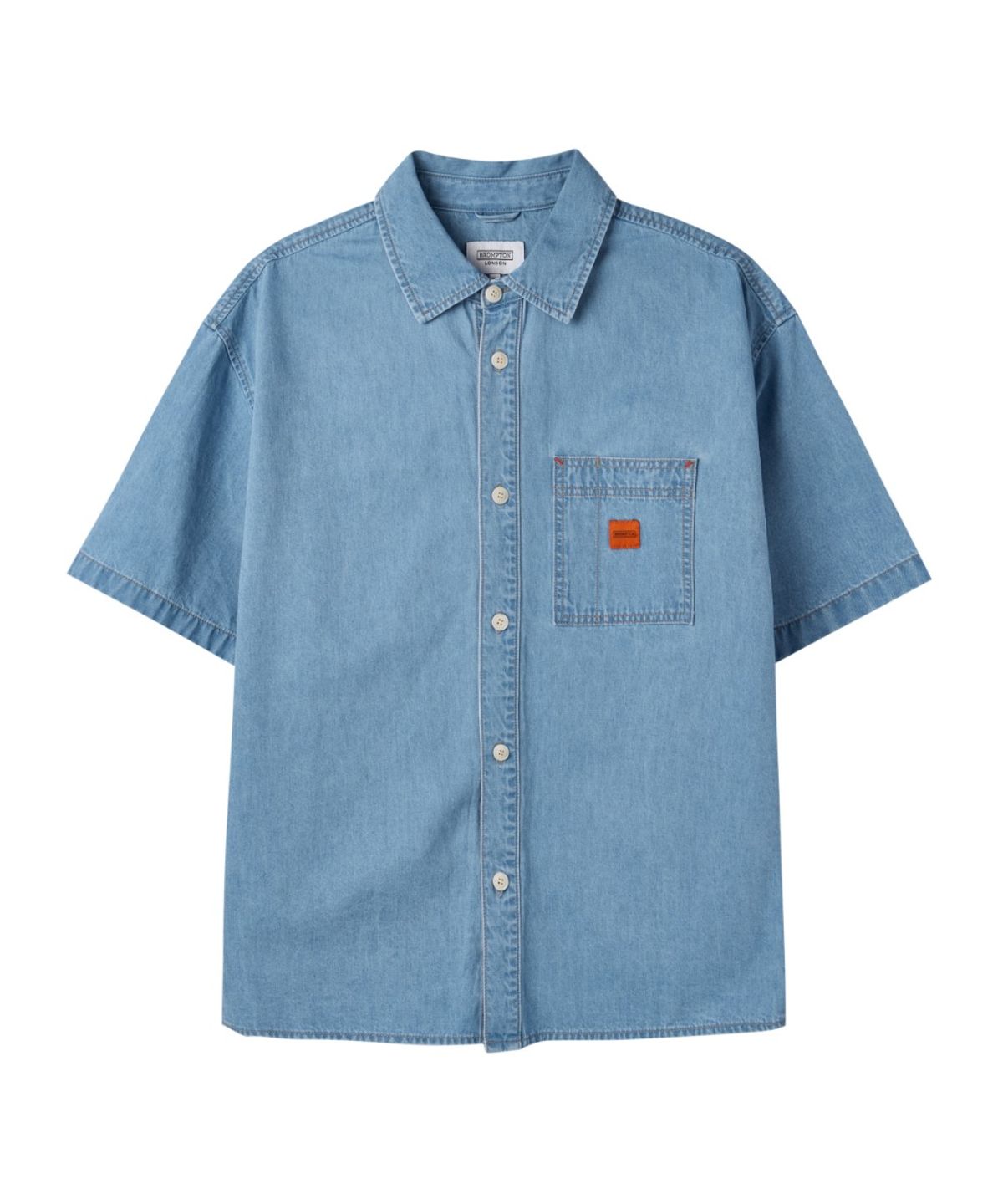브롬톤 런던(BROMPTON LONDON) DENIM SET HALF SHIRT - LIGHT INDIGO (P263USH905)