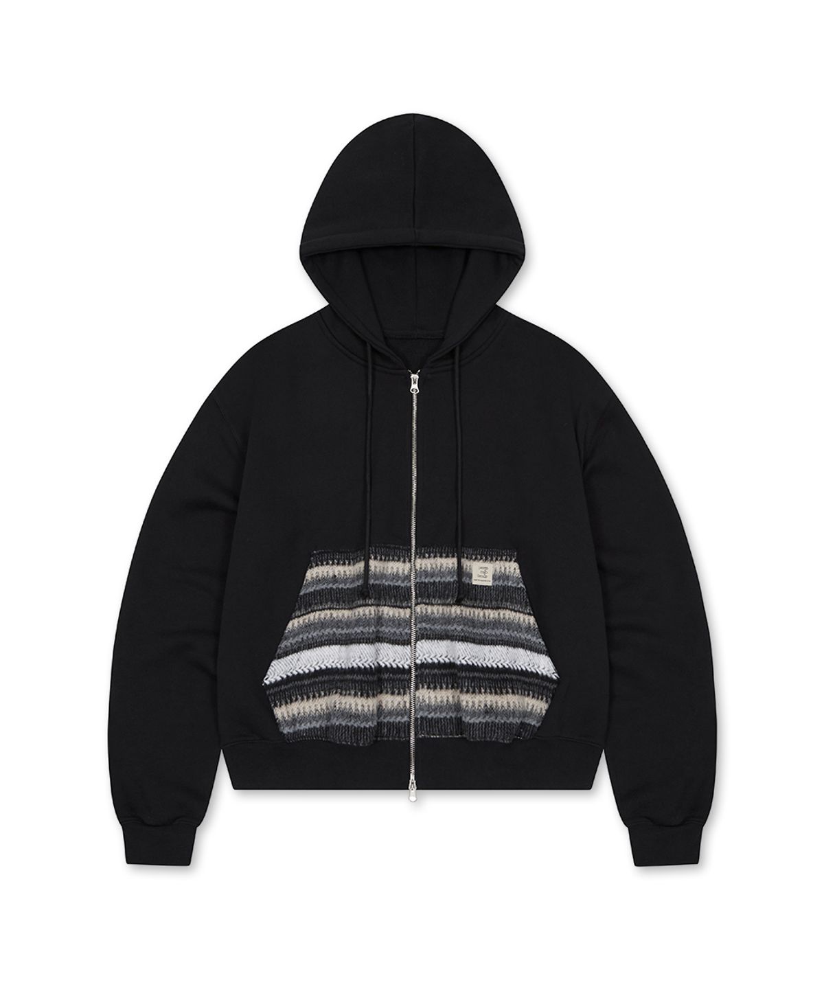 쓰리아이(3IE) MISMATCH ZIP UP HOODIE_BLACK