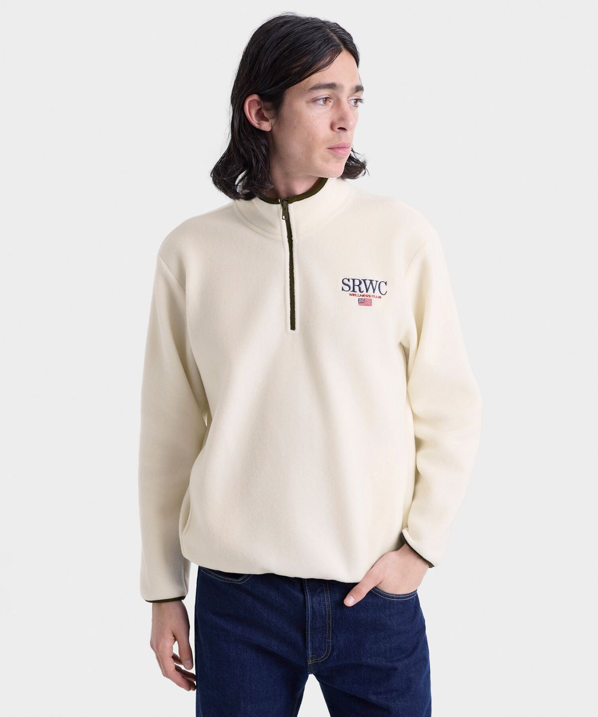 스포티앤리치(SPORTY&RICH) 네이티컬 폴라 쿼터 집업 크림 남여공용 R265AMJ102