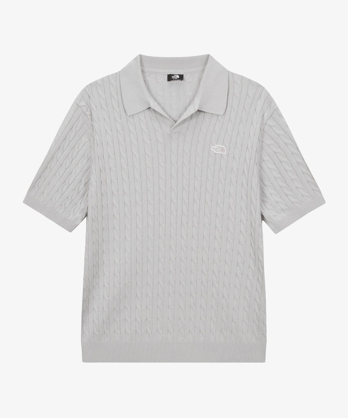노스페이스(THE NORTH FACE) NT7AS00A 남성 케이블 반팔 폴로 스웨터 SILVER GRAY