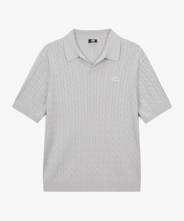 NT7AS00A 남성 케이블 반팔 폴로 스웨터 SILVER GRAY