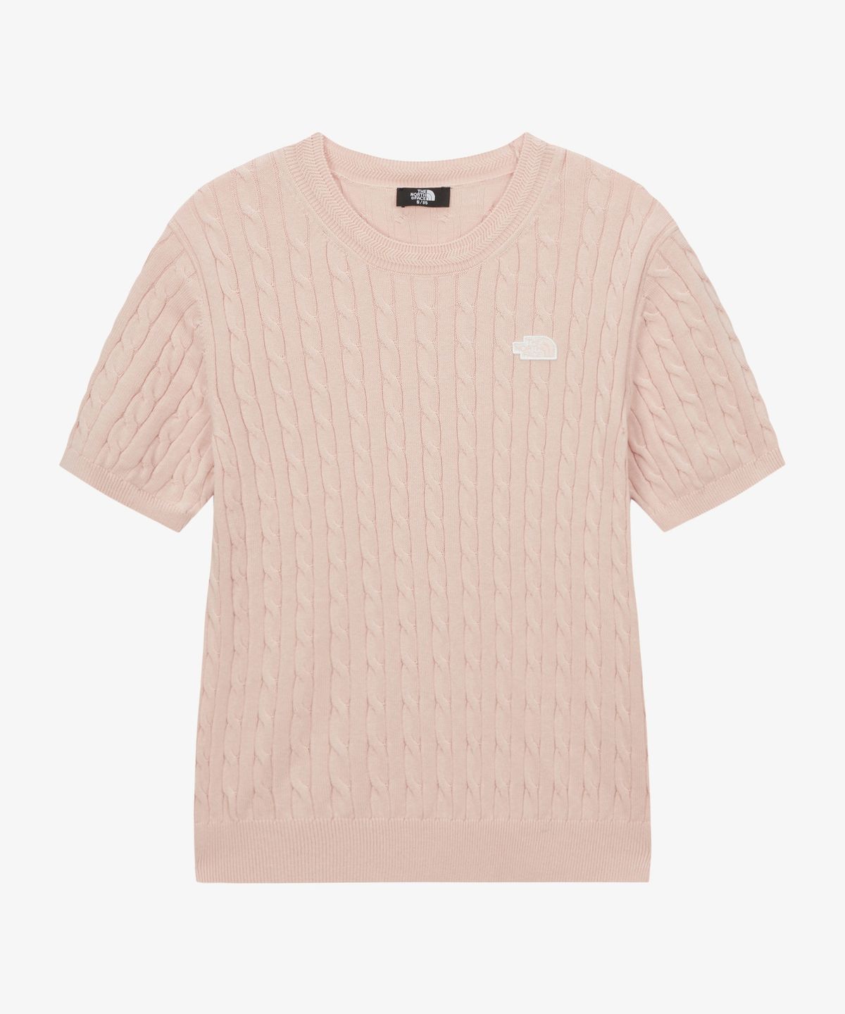 노스페이스(THE NORTH FACE) NT7AS31A 여성 케이블 반팔 스웨터 SOFT PINK