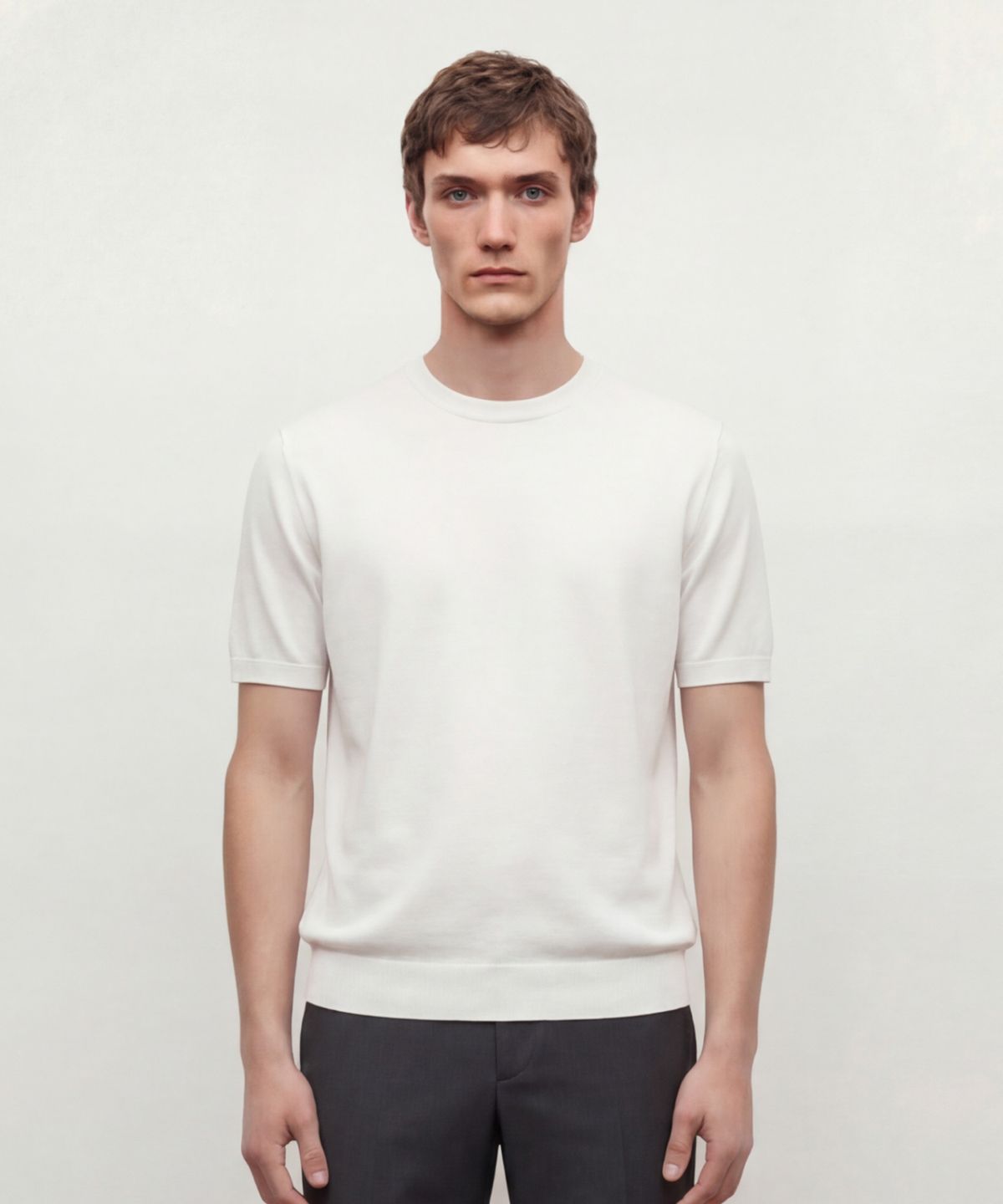 질스튜어트뉴욕 맨(JILLSTUART NEWYORK MEN) 실키 크루넥 니트 - 라이트그레이 (JNSW6B304G1)