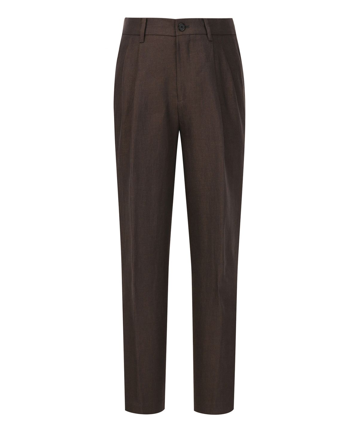 질스튜어트뉴욕 맨(JILLSTUART NEWYORK MEN) 투턱 테이퍼드 린넨 셋업 팬츠 - 다크브라운 (JNPA6B305W3)