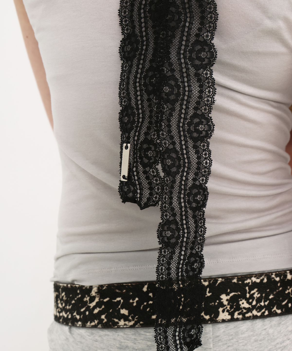 도프셉(DOFFSEPT) Lace Scarf & Belt (Black)