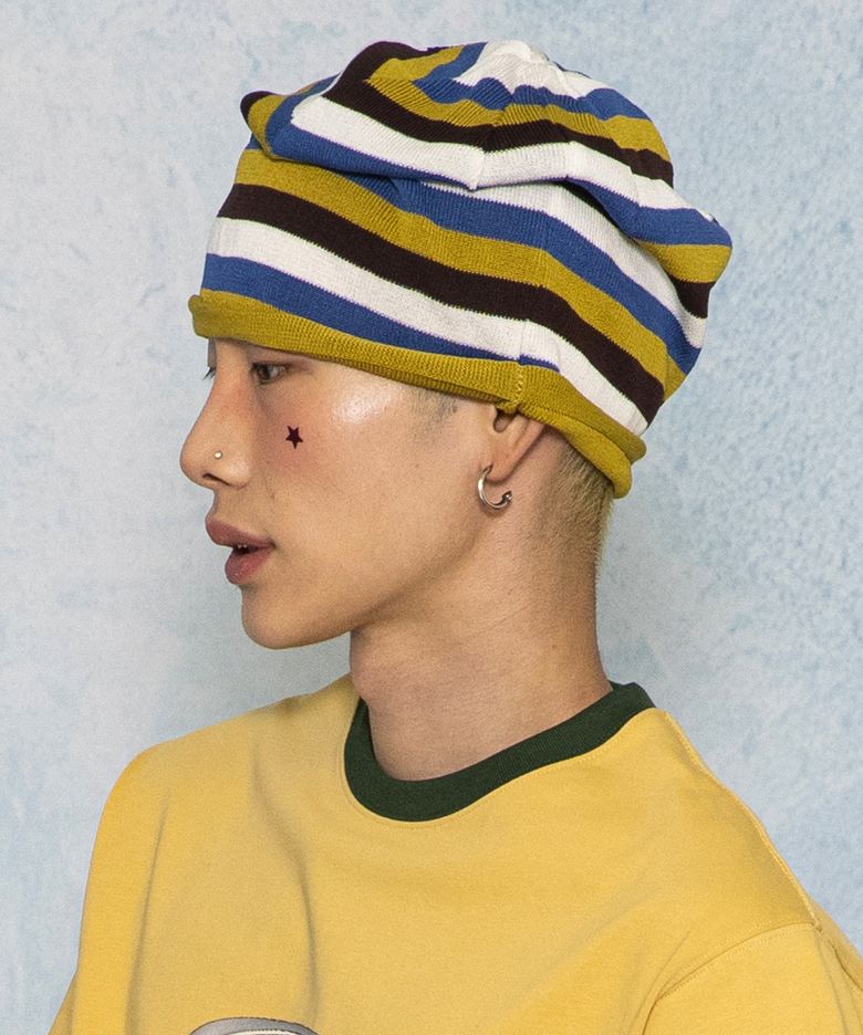 GC084 써머 스타즈 스트라이프 롱 비니 (BLUE)