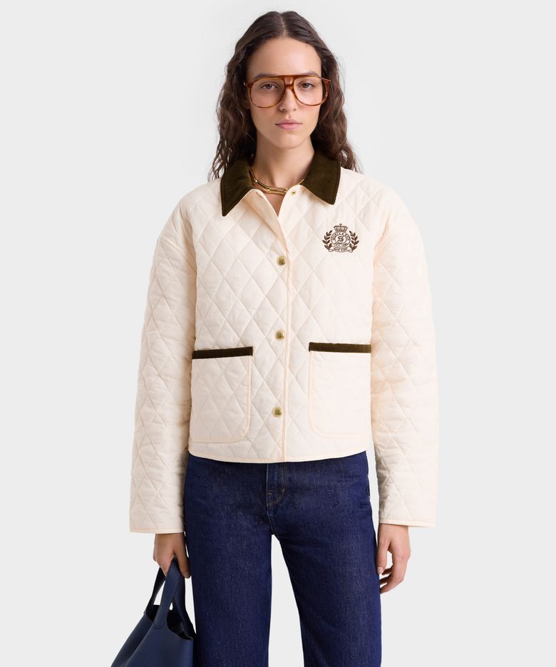 H&W 크레스트 나일론 크롭 퀼팅 재킷 크림 R255AWJ007