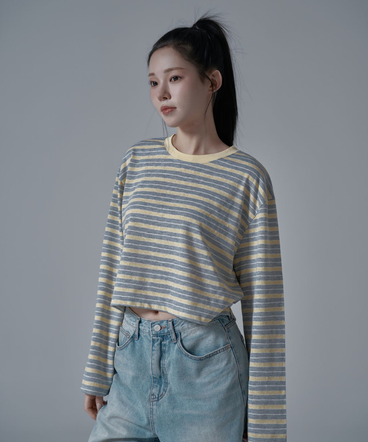 와르 포 우먼(WAARFORWOMAN) WT-75 에스 콤비 티셔츠_그레이