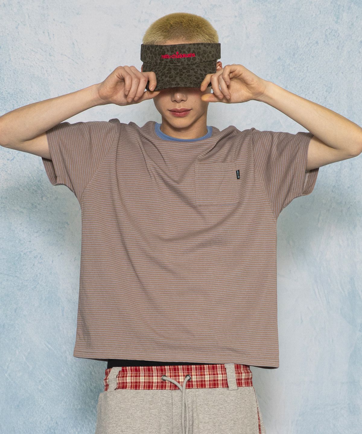 글랙(GLACK) GT168 페이디드 빈티지 스트라이프 티셔츠 (BROWN)