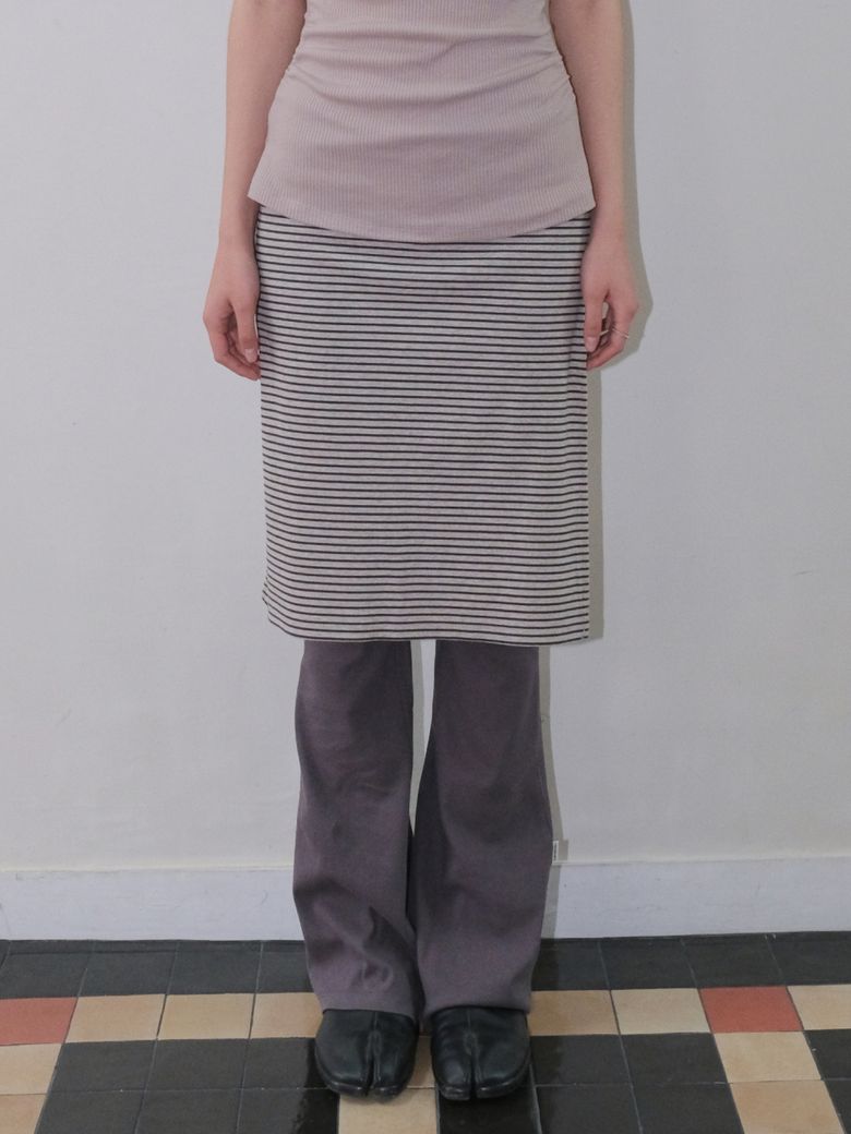 SKIRT LAYERED JERSEY PANTS [CHARCOAL]