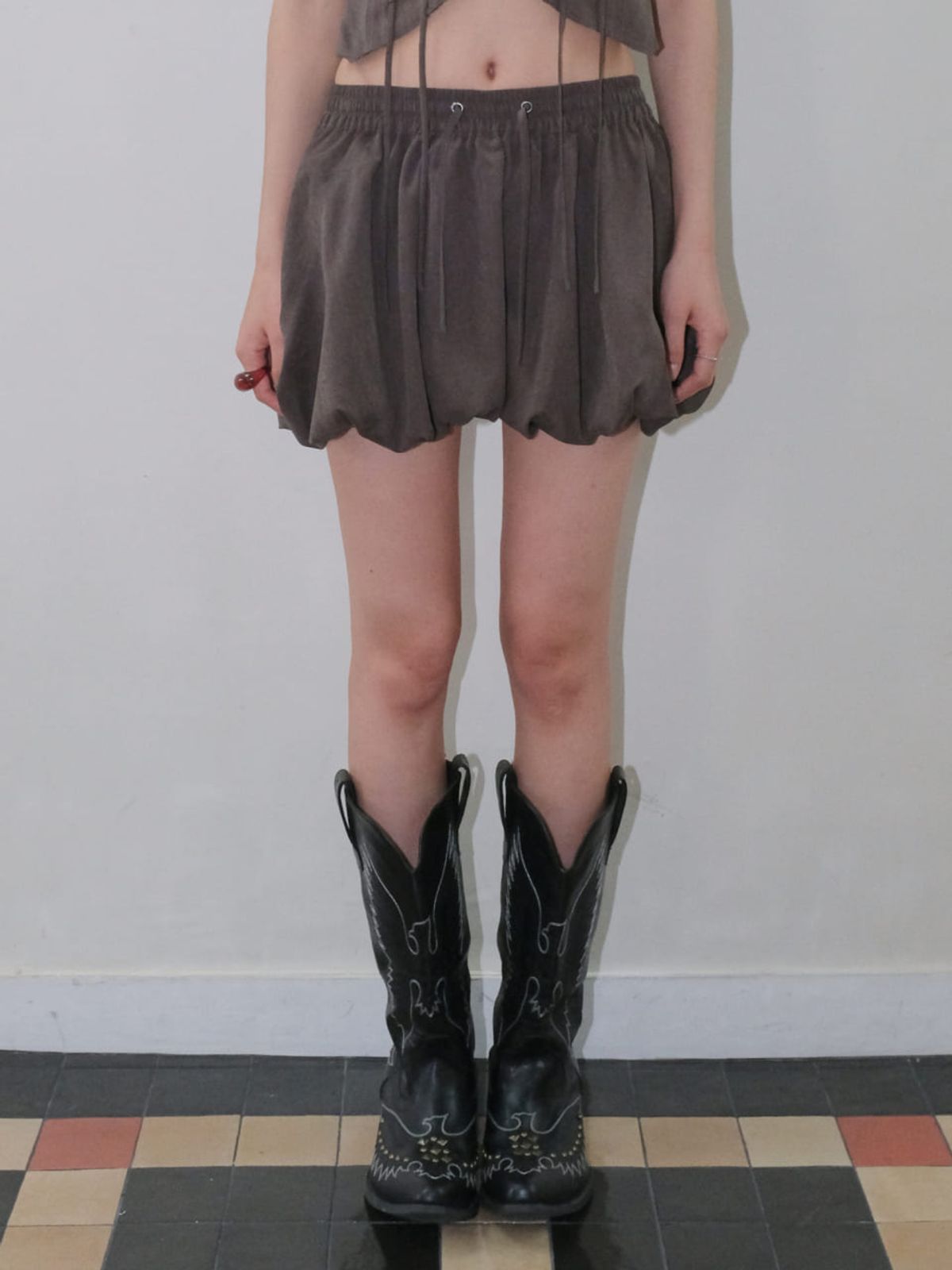 오디너리 홀리데이(ORDINARY HOLIDAY) BALLOON SKIRT [DEEP BROWN ]