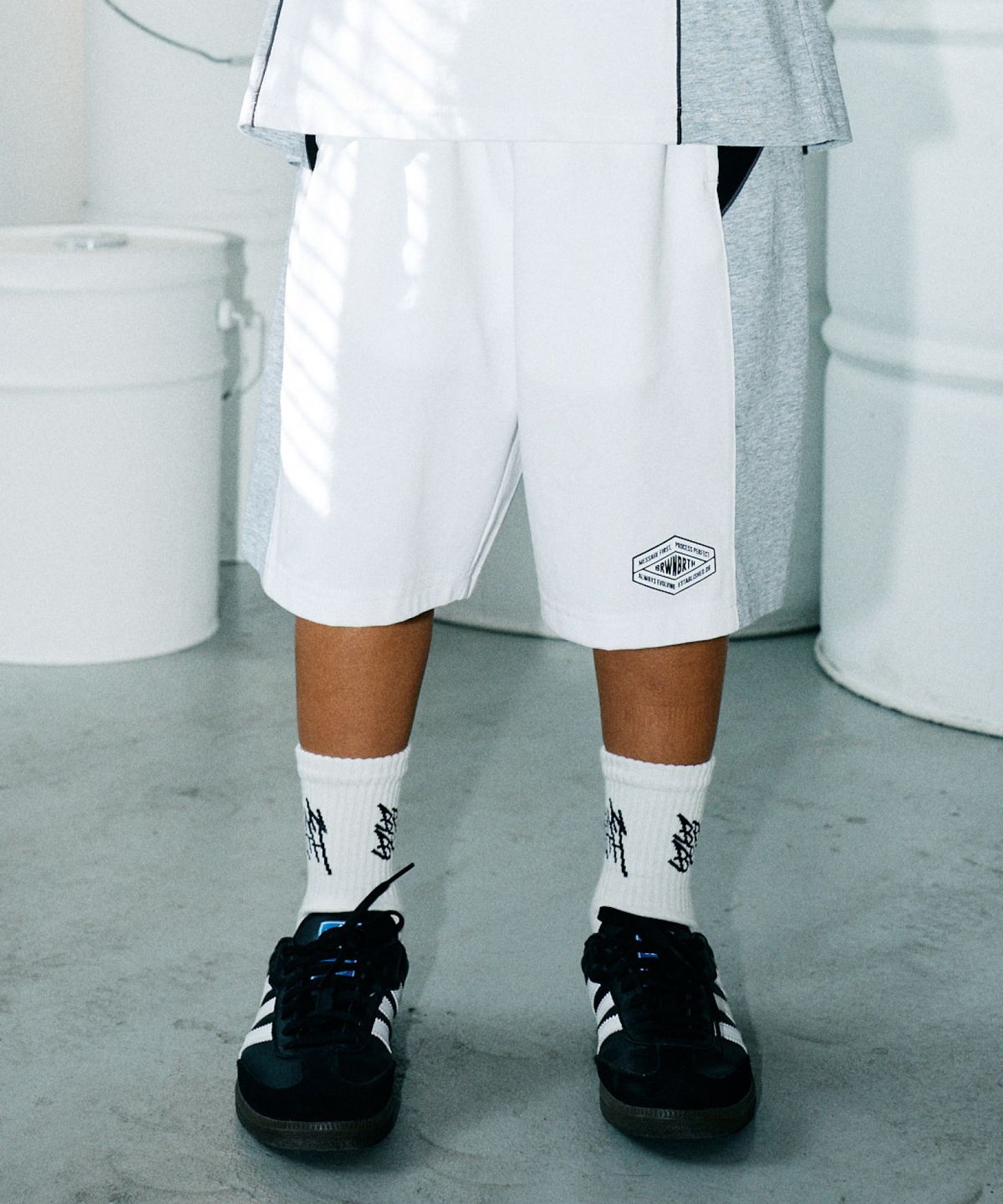 브라운브레스 키즈(BROWNBREATH KIDS) KIDS QUICK DRYING COLOR BLOCK SHORTS - WHITE