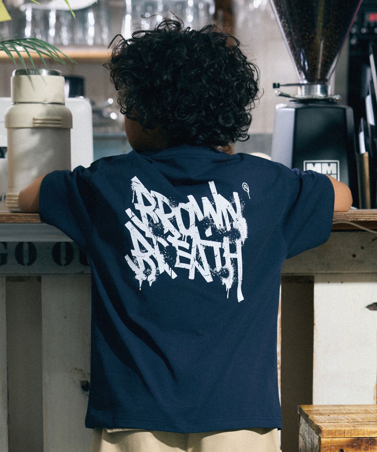 브라운브레스 키즈(BROWNBREATH KIDS) KIDS BASIC TAG BACK POINT TEE ( QUICK DRYING ) - NAVY