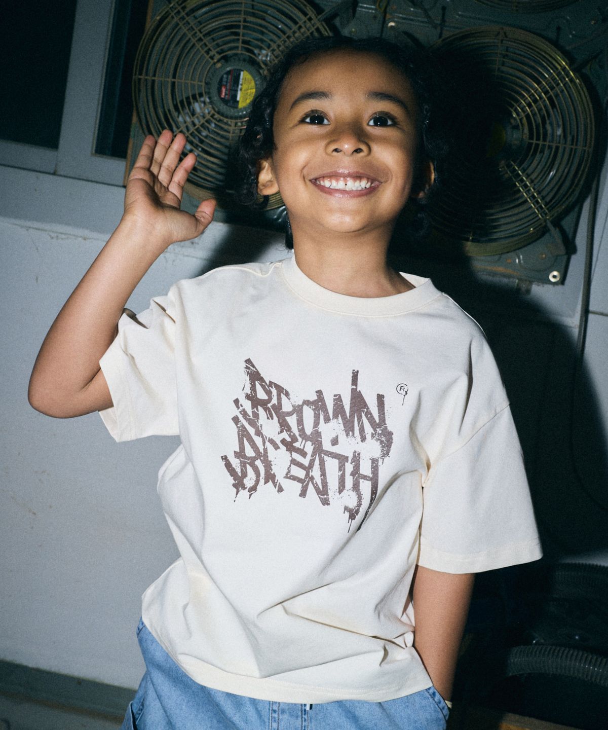 브라운브레스 키즈(BROWNBREATH KIDS) KIDS BASIC TAG ONE POINT TEE ( QUICK DRYING ) - CREAM