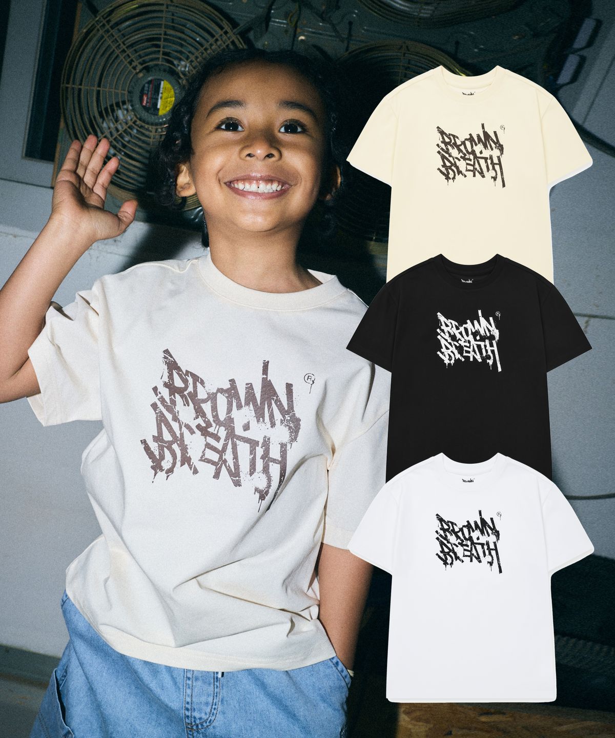브라운브레스 키즈(BROWNBREATH KIDS) KIDS BASIC TAG ONE POINT TEE ( QUICK DRYING ) - 3COLOR