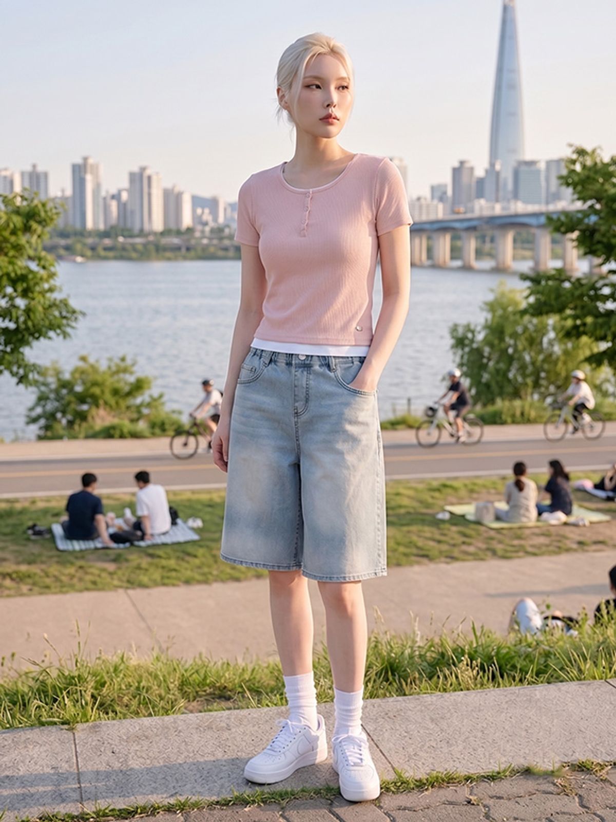 행텐 틴즈(HANGTEN TEENS) 틴즈 여아 6부 버뮤다 데님팬츠_244(14570-156-402-10)