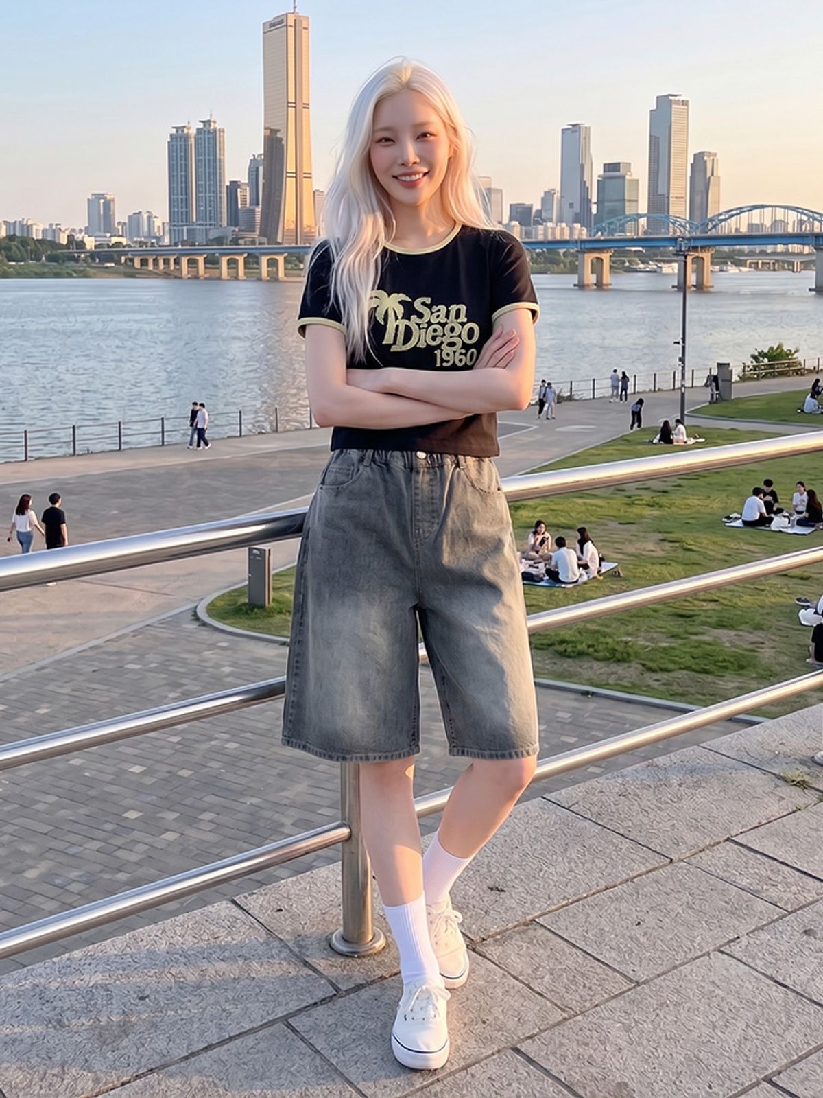 행텐 틴즈(HANGTEN TEENS) 틴즈 여아 6부 버뮤다 데님팬츠_254(14570-156-402-10)