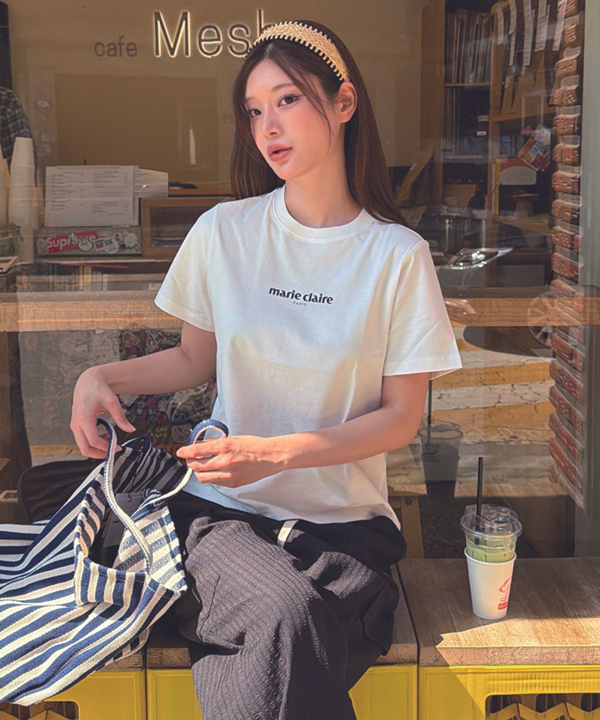 마리끌레르(MARIE CLAIRE) 스트라이프 쇼퍼백(MAGBBG08MNY)