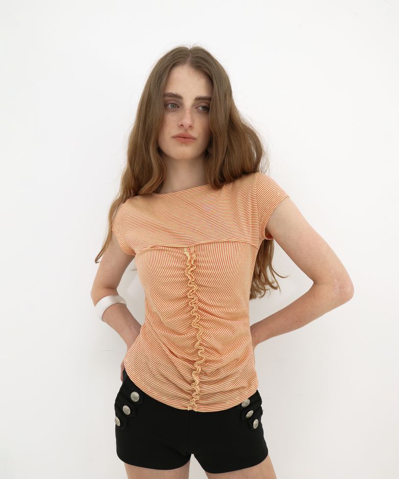 Back Shirring Detail Top (Pink)