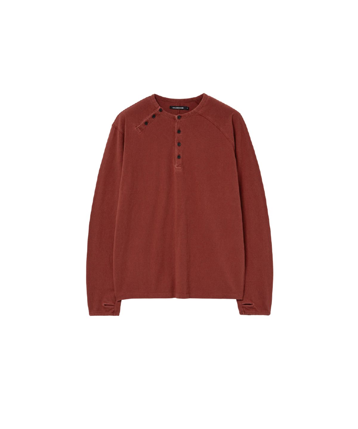 해칭룸(HATCHINGROOM) Double Henley Neck Tee Bleached Red