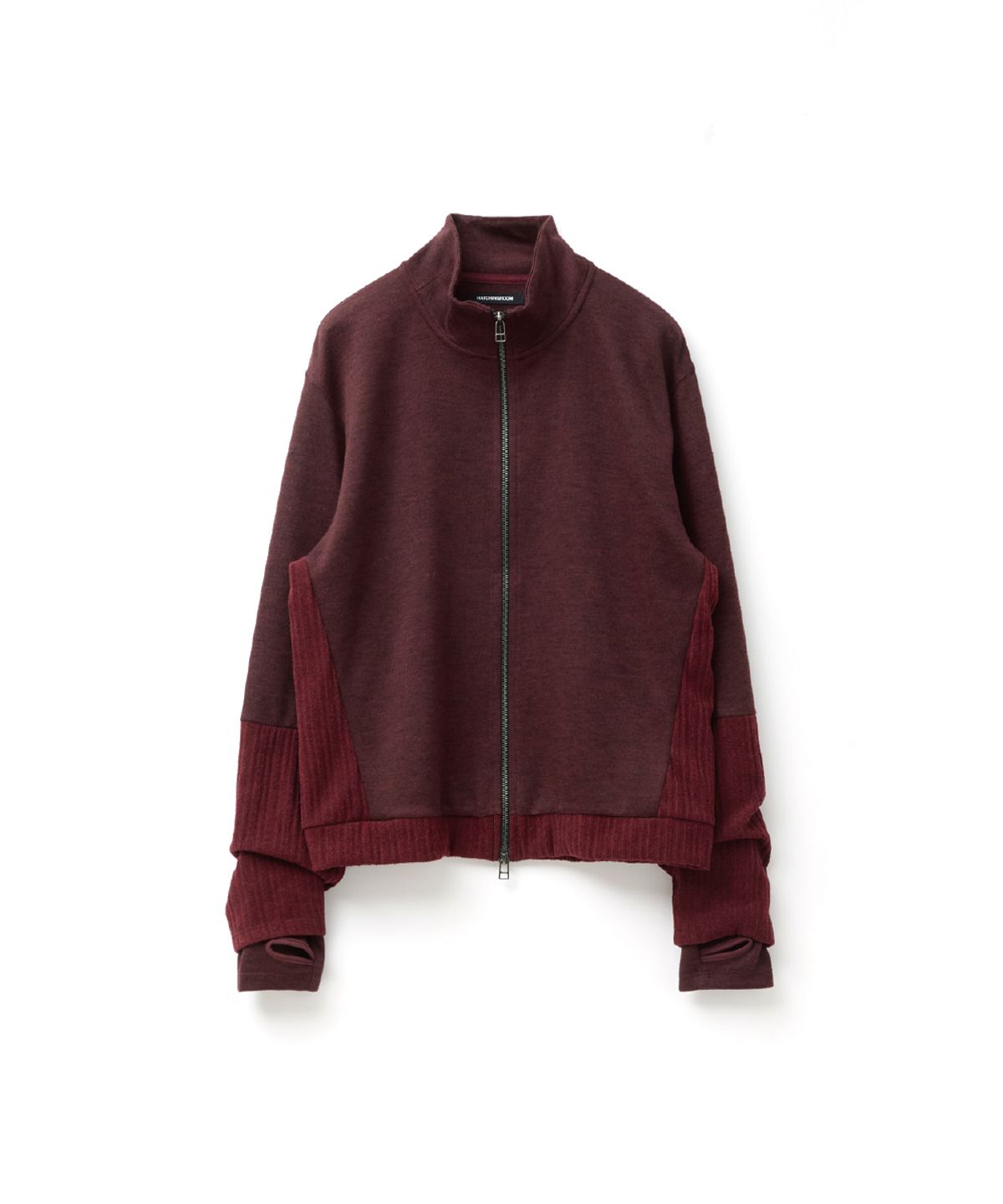해칭룸(HATCHINGROOM) Double Sleeve Track Cardigan Dark Red