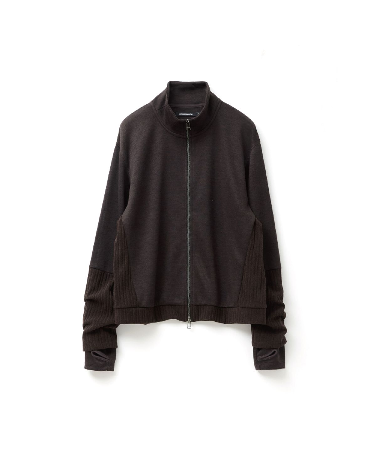 해칭룸(HATCHINGROOM) Double Sleeve Track Cardigan Dark Brown