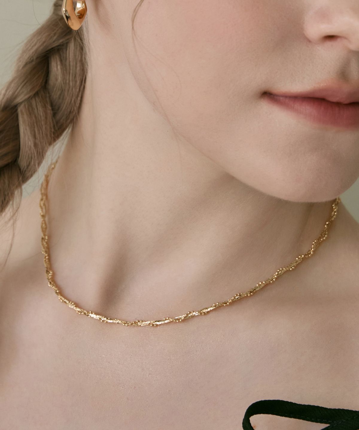 디모멘트(DMOMENT) (18K Gold Plated) Flow 커브 텍스처 목걸이