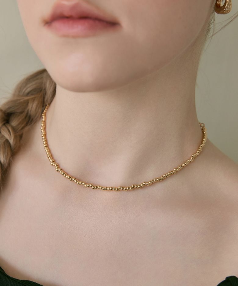 (18K Gold Plated) Flow 볼 비즈 목걸이