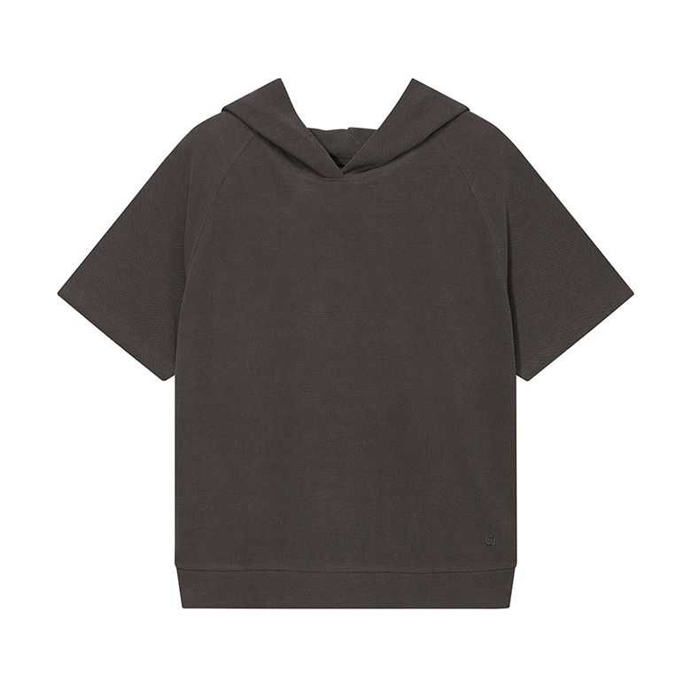 W 파구스 모달 후드 반팔 티셔츠 Dark Brown