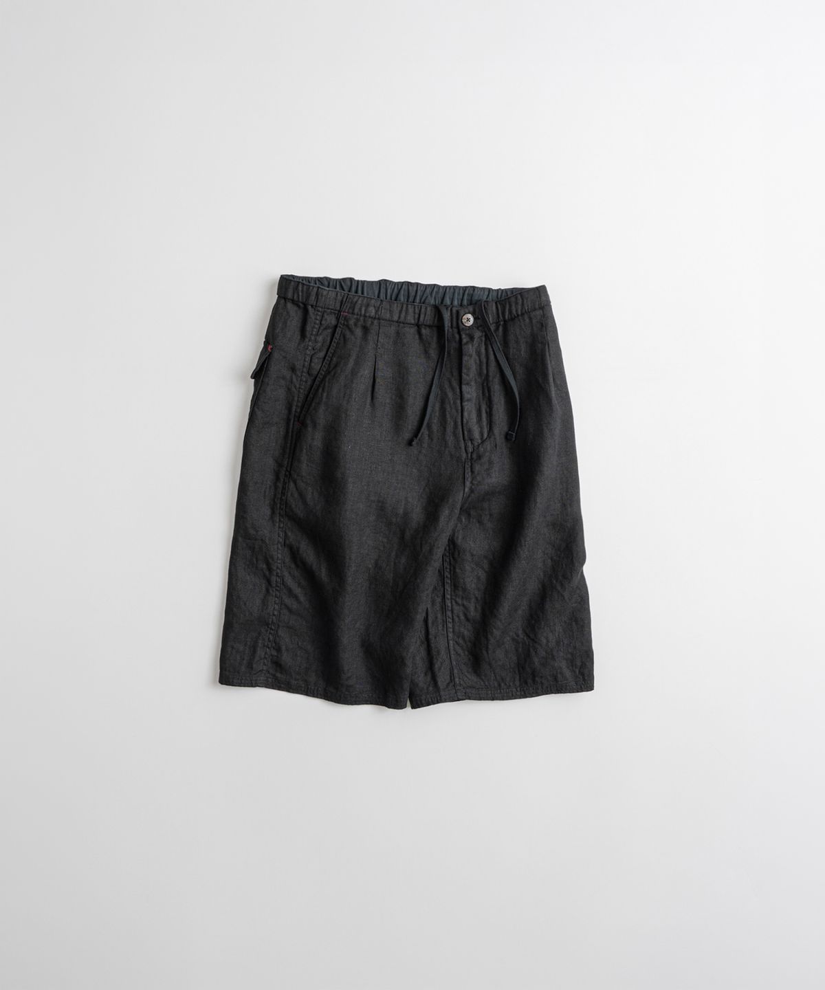 비헤비어(BEHEAVYER) DYED LINEN EASY 1/2 TROUSERS anthracite