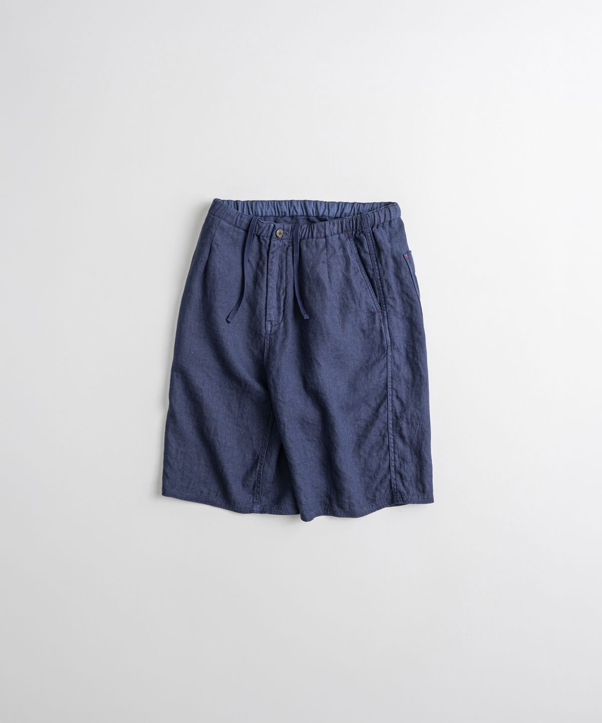 비헤비어(BEHEAVYER) DYED LINEN EASY 1/2 TROUSERS indigo