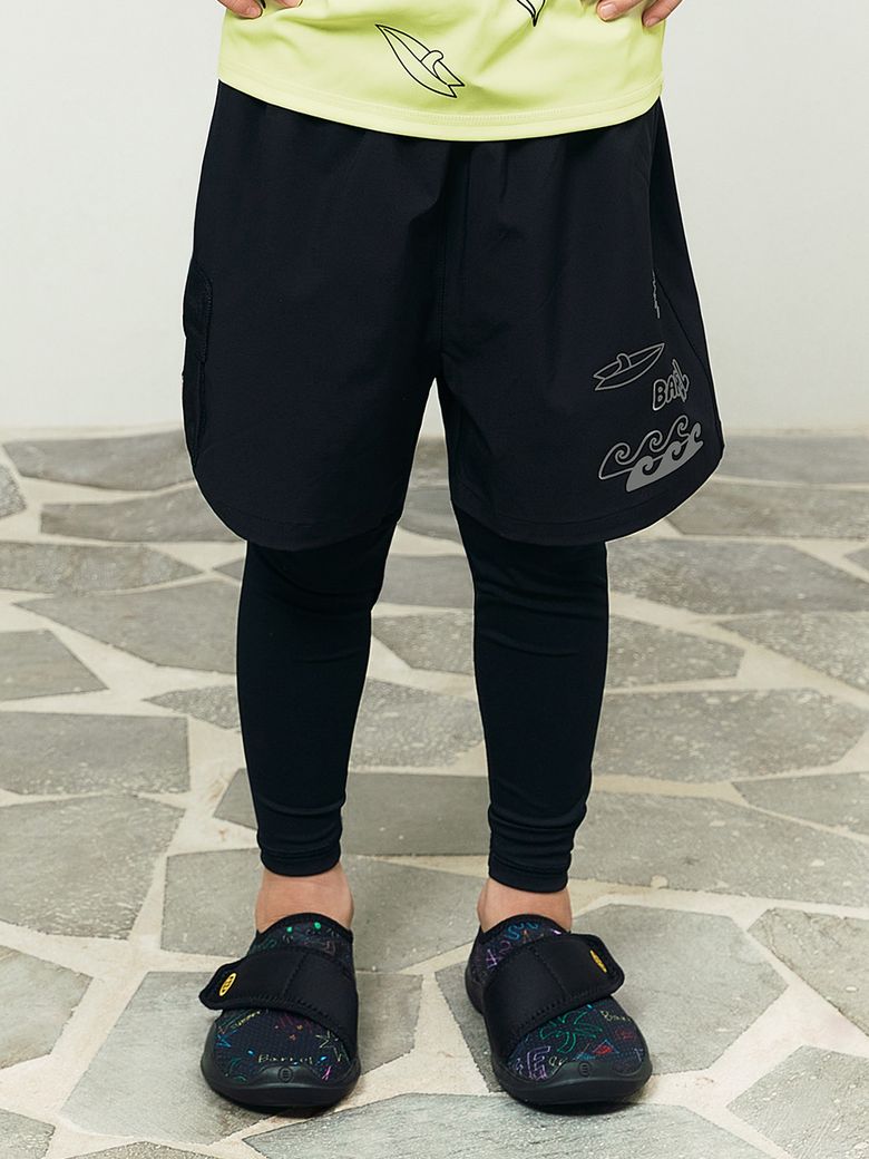 키즈 스탬프 9부 레깅스 쇼츠 블랙 (B6SKWLP312BLK)