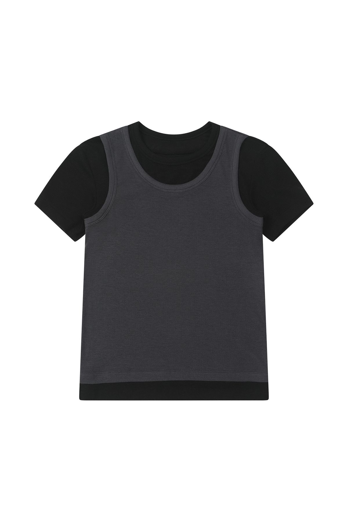 다이닛(DEINET) D-CONTRAST T-SHIRT IN CHARCOAL
