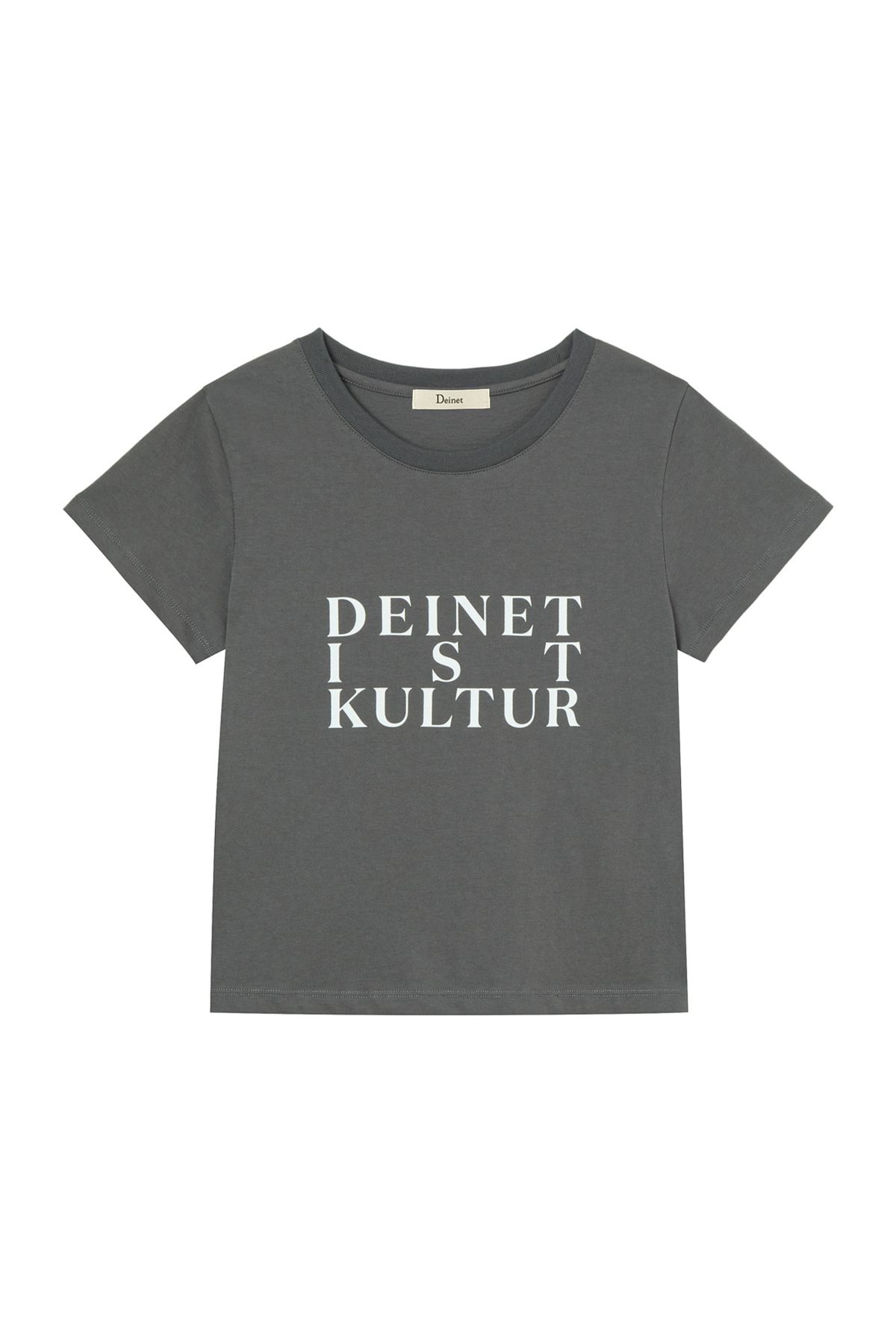 다이닛(DEINET) BI GRAPHIC SLIMSIZED T-SHIRT IN CHARCOAL