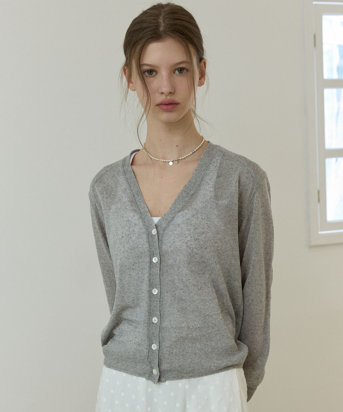 오픈도어스튜디오(OPENDOORSTUDIO) Linen blend summer cardigan Gray