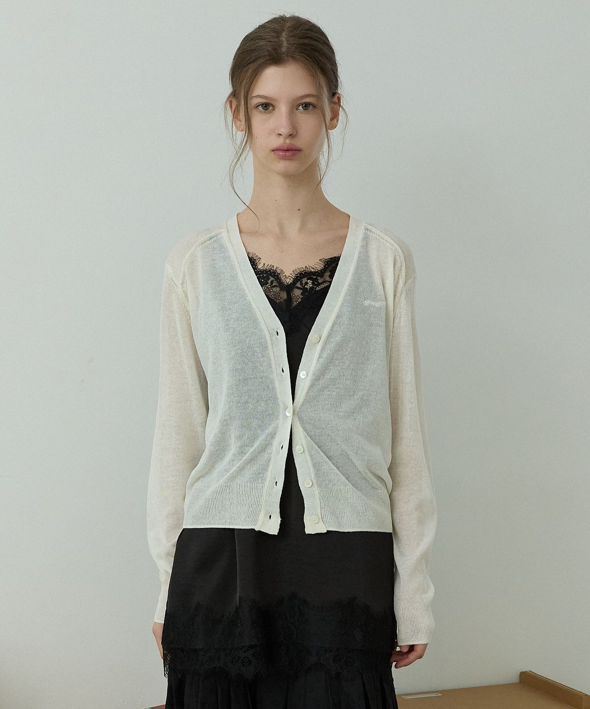 오픈도어스튜디오(OPENDOORSTUDIO) Linen blend summer cardigan Ivory