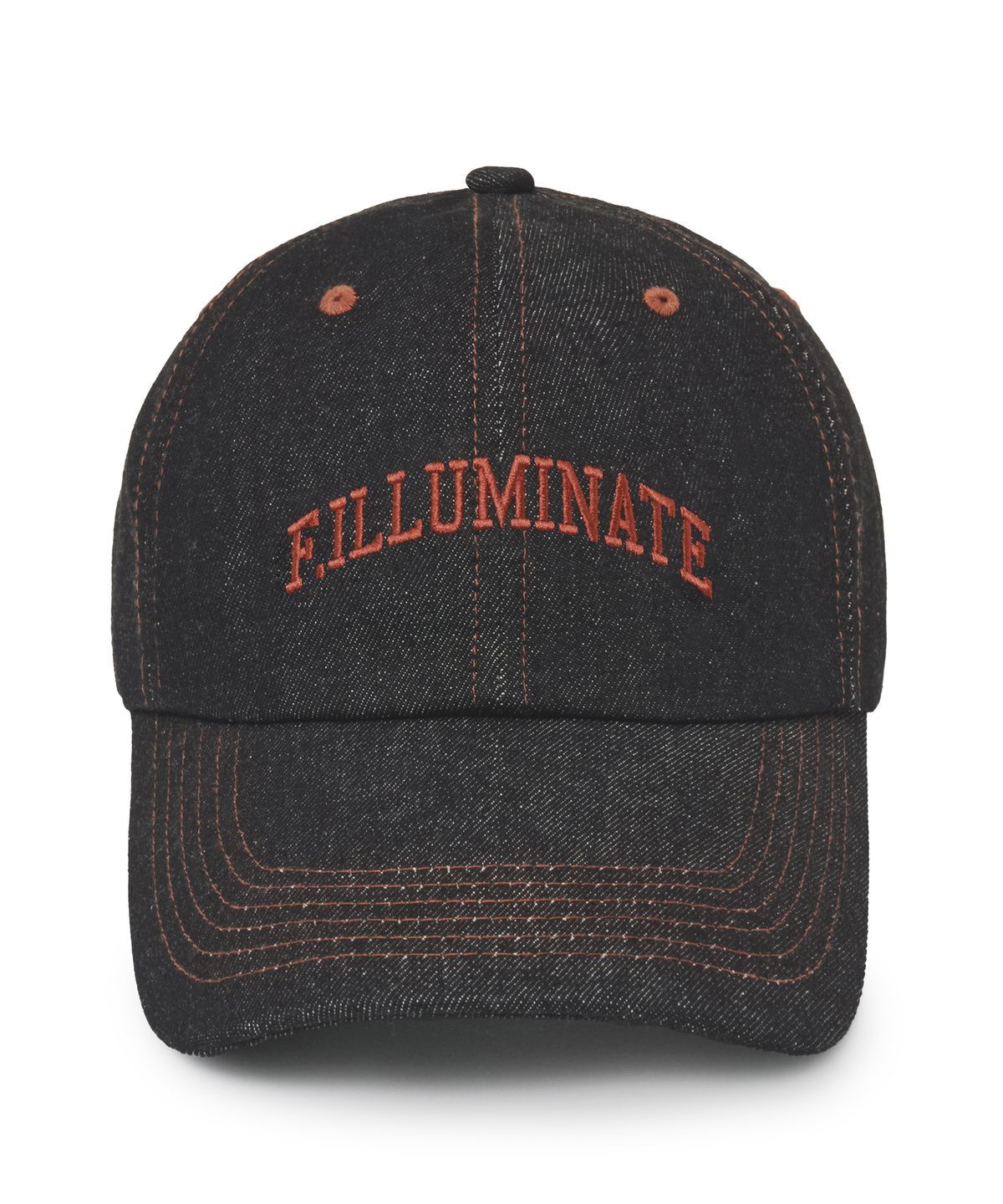필루미네이트(FILLUMINATE) 에센셜 아치 로고 데님 볼캡-블랙