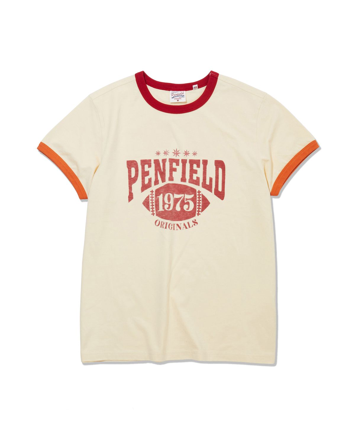 펜필드(PENFIELD) 워시드 리버스 1975 링거 티셔츠 레드_FS2KT36U