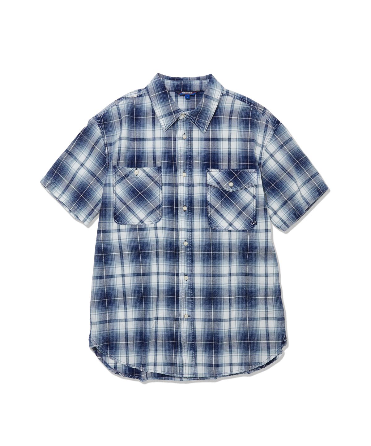 펜필드(PENFIELD) 워시드 인디고 체크 하프셔츠 인디고_FS2WR41U