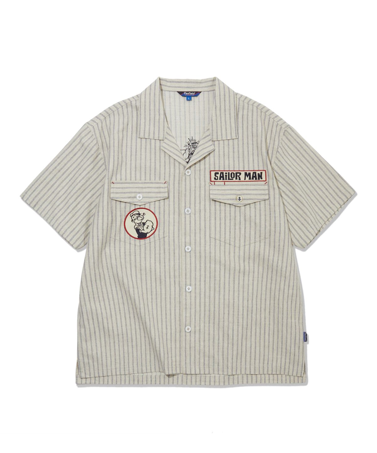 펜필드(PENFIELD) 세일러맨 린넨 하프 셔츠 베이지_FS2WR03U
