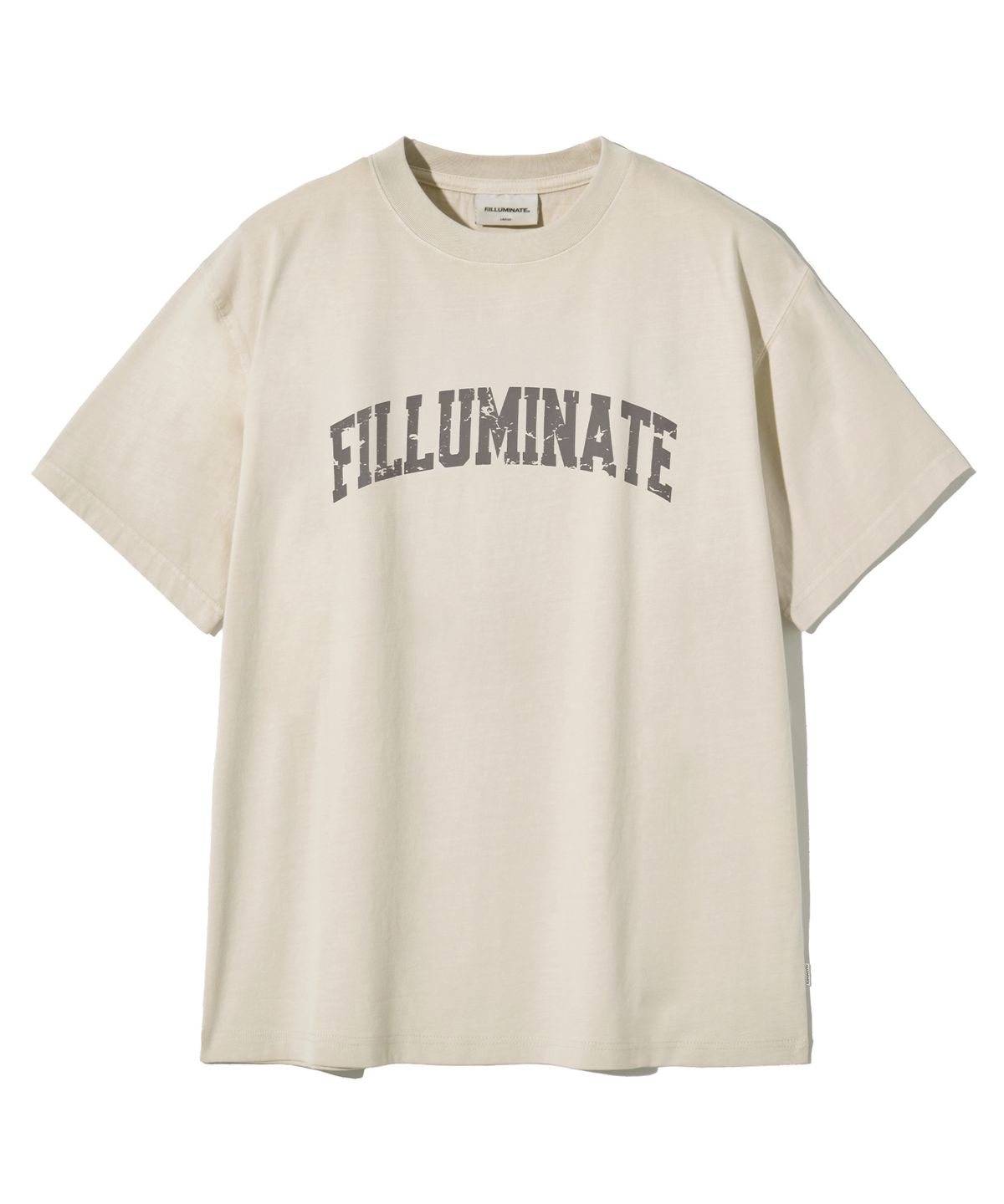 필루미네이트(FILLUMINATE) 에센셜 아치 로고 피그먼트 티셔츠-베이지
