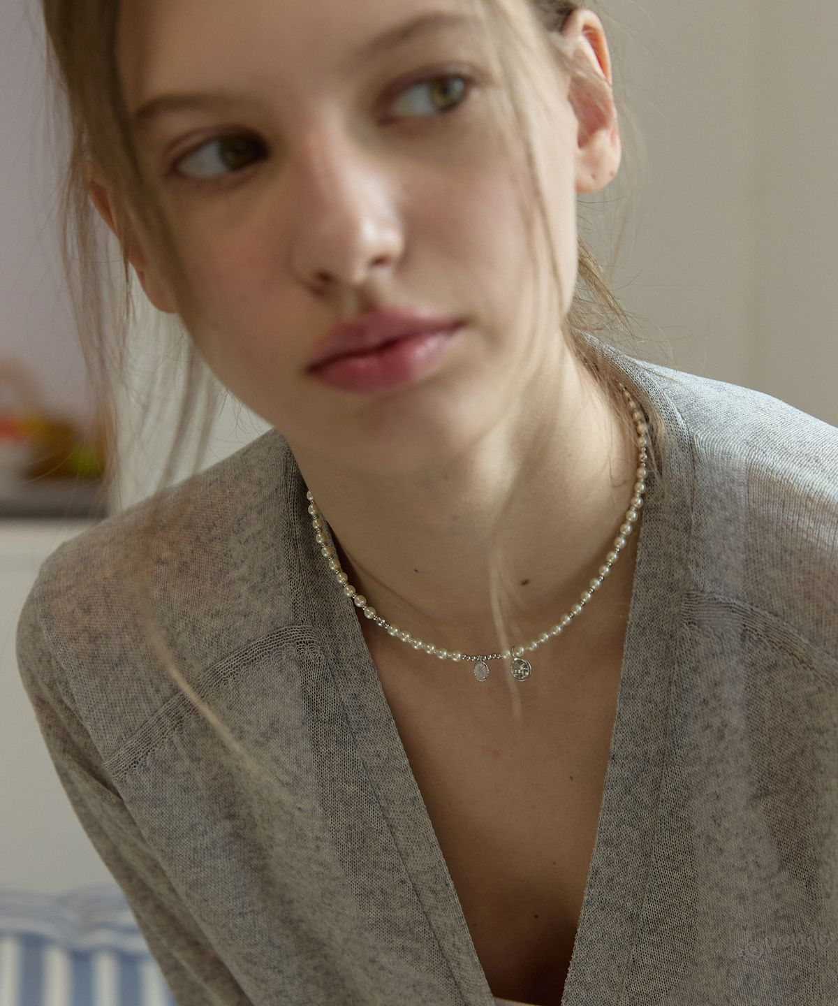 오픈도어스튜디오(OPENDOORSTUDIO) Pearl gemstone necklace Silver