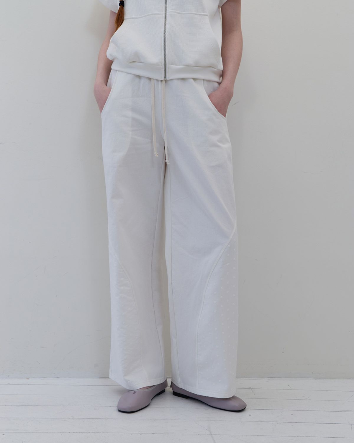 이지킴(EZKIM) DOT LACE COTTON PANTS