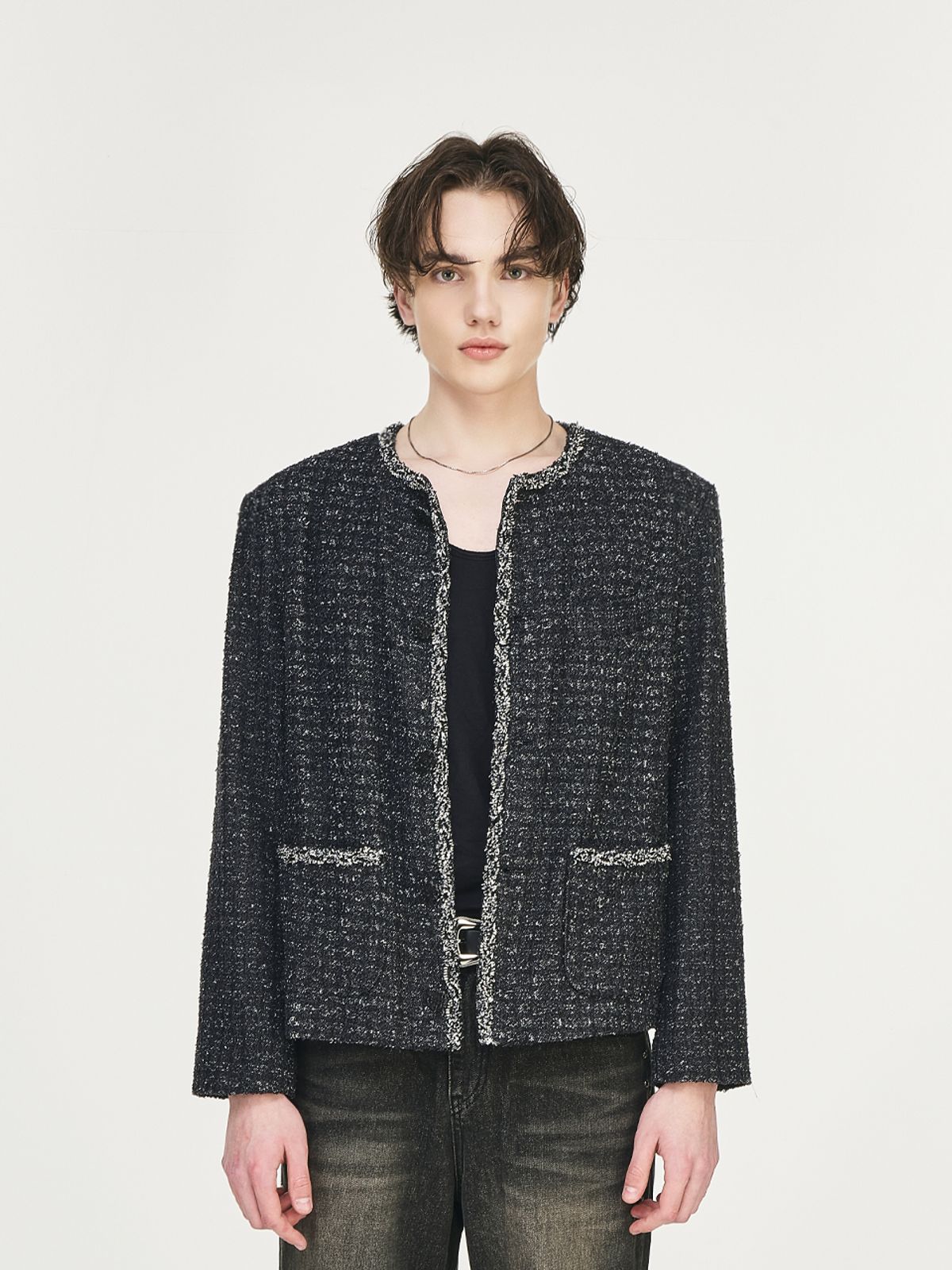 그레이티스트(THE GREATEST) Denim Tweed Jacket Black