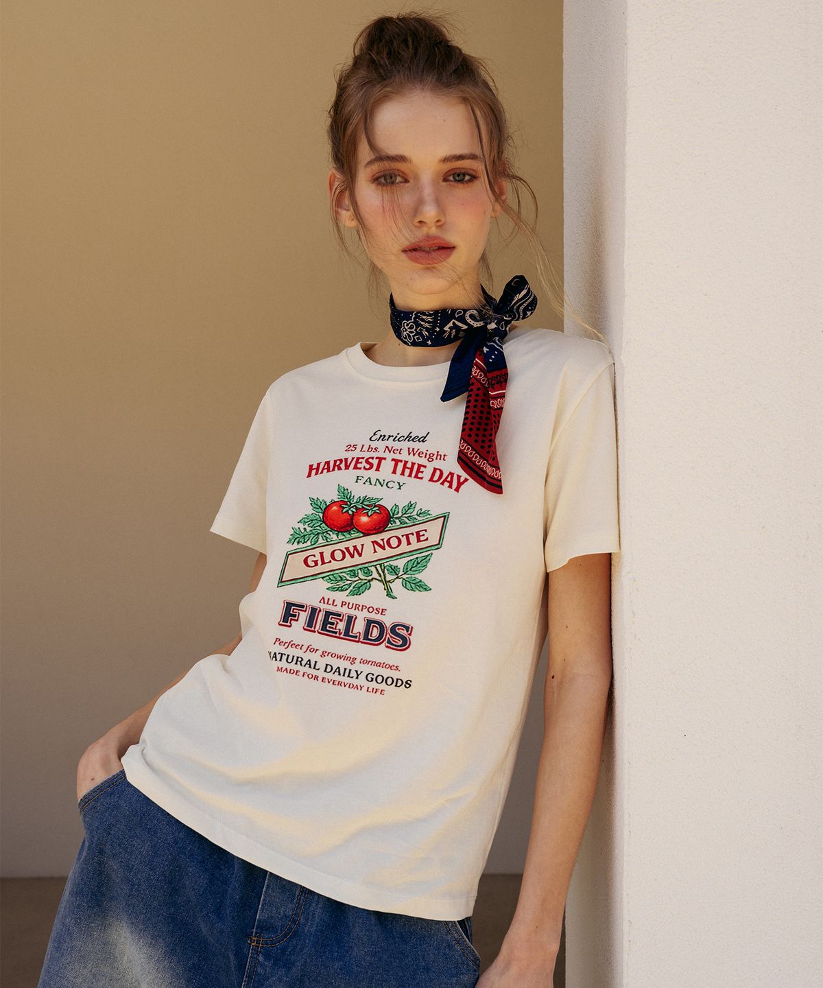 글로우노트(GLOWNOTE) GLOW FARMERS NOTE SERIES T-SHIRTS (CREAM)