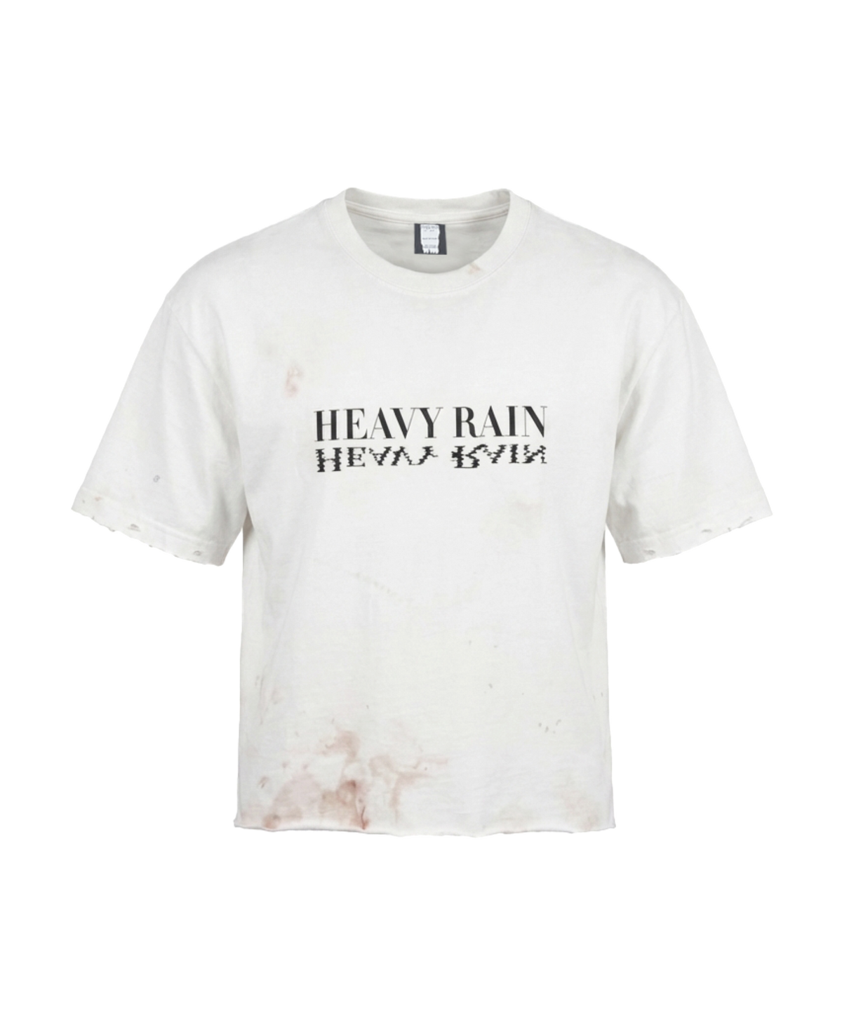헤비레인(HEAVY RAIN) 빈티지가공 크롭 티셔츠 크림